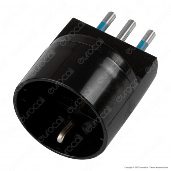 Ecova Adattatore Singolo Spina 10A 2P+T con Presa Schuko + 10A 2P+T