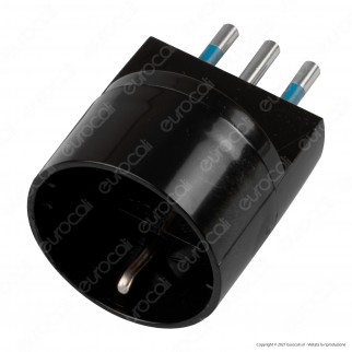 Ecova Adattatore Singolo Spina 10A 2P+T con Presa Schuko + 10A 2P+T