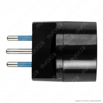 Ecova Adattatore Singolo Spina 10A 2P+T con Presa Schuko + 10A 2P+T
