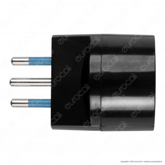 Ecova Adattatore Singolo Spina 10A 2P+T con Presa Schuko + 10A 2P+T