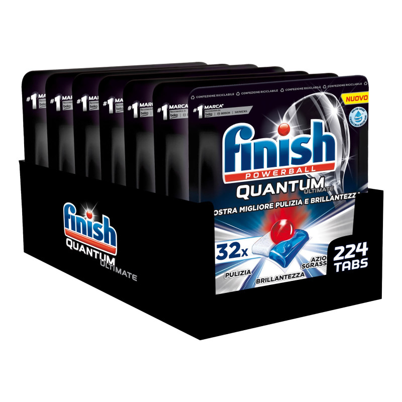 Finish Powerball Quantum Ultimate Detersivo in Tabs per Lavastoviglie