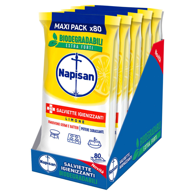 Napisan Salviette Biodegradabili Limone Potere Sgrassante - 5