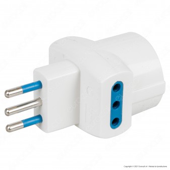Ecova Adattatore Triplo con 1 Presa Schuko + 10A 2P+T e 2 Prese