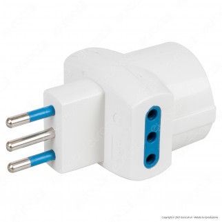 Ecova Adattatore Triplo con 1 Presa Schuko + 10A 2P+T e 2 Prese