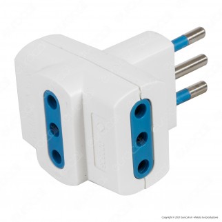 Ecova Adattatore Triplo con 1 Presa Centrale 10A 2P+T e 2 Laterali