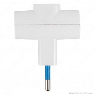 Ecova Adattatore Triplo con 1 Presa Centrale 10A 2P+T e 2 Laterali