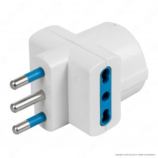 Ecova Adattatore Triplo con 1 Presa Centrale Schuko + 10A 2P+T e 2