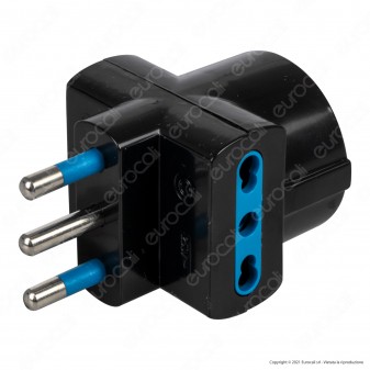 Ecova Adattatore Triplo con 1 Presa Centrale Schuko + 10A 2P+T e 2