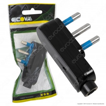 Ecova Spina Singola Angolare 16A 2P+T Salvaspazio Con Uscita Cavo A