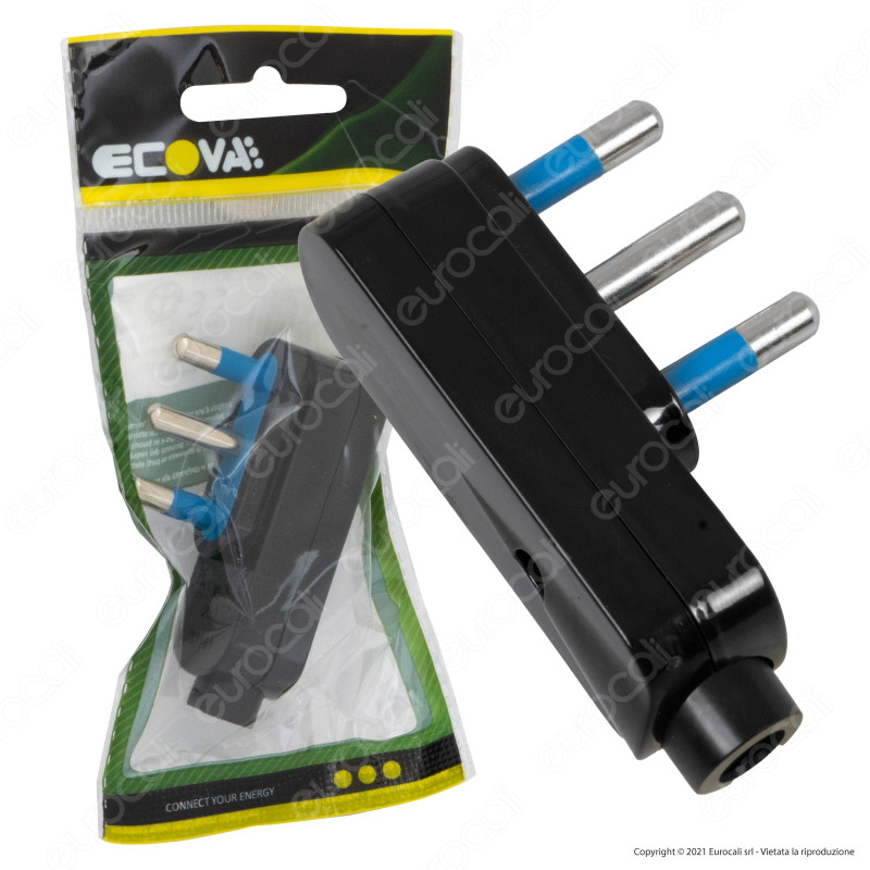 Ecova Spina Singola Angolare 16A 2P+T Salvaspazio Con Uscita Cavo A