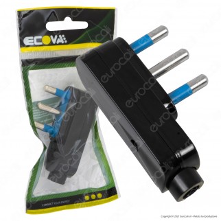 Ecova Spina Singola Angolare 16A 2P+T Salvaspazio Con Uscita Cavo A