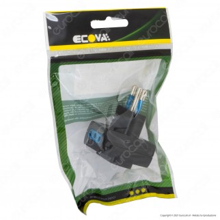 Ecova Adattatore Triplo con Spina 10A 2P+T e 3 Prese 10A 2P+T Colore