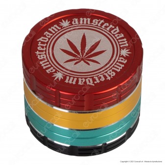 Grinder Tritatabacco 4 Parti in Metallo Colorazione Rasta - Grace
