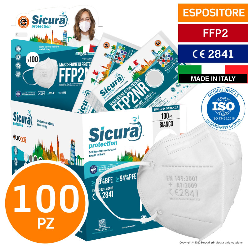 Sicura Protection Espositore con 100 Mascherine Sigillate